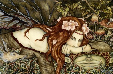 大衆的なファンタジー Painting - キノコの妖精とゴブリン ファンタジー